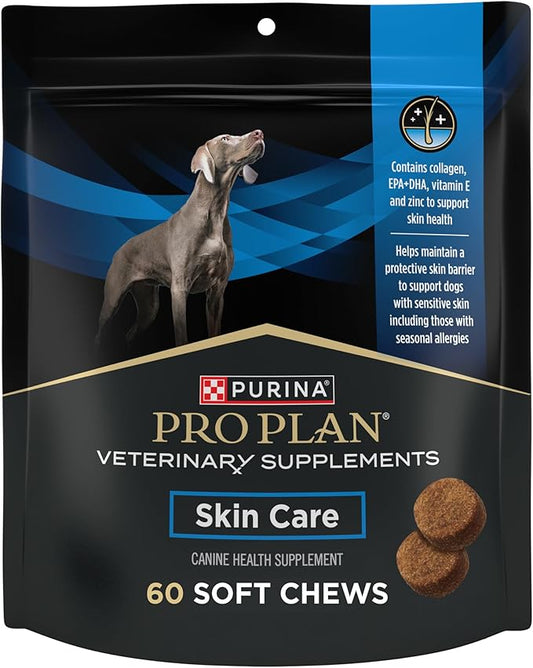 Purina Pro Plan Veterinary Skin Care Soft Chew Dog Supplements with Omega-3 Fish Oil, EPA, DHA to Support Seasonal Allergies & Strong Immune System - (Pack of 1) 60 ct. Pouches