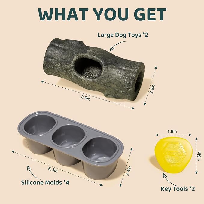 MENGJINGO 2-Pack Long-Lasting Interactive Dog Toys and Silicone Frozen Treat Tray - Keep Your Puppy Busy, Safe for Aggressive Chewers, Enrichment Toy for Medium & Large Dogs 25-75 lbs