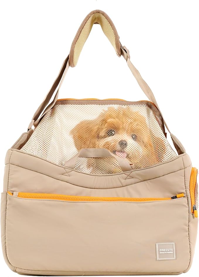 ONECUTE Soft and Comfortable Pet Carrier and Business Backpack with Strong Support - Ideal for Business, Travel, and Outings with Small Dogs and Cats (Kahki,15.7" L x 5.5" W x 9.8" H，up to 16lbs