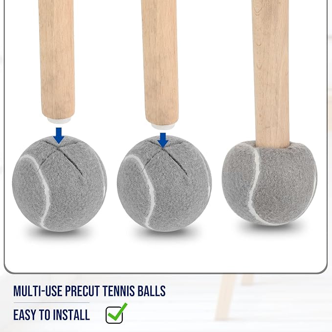Macarrie 40 Pieces Precut Tennis Balls for Chairs Tennis Ball Chairs Foot Covers for Furniture Leg Classroom Floor Protection Chair Desk Legs Coverings(Gray)