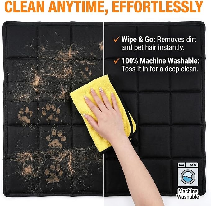 Chew Proof Dog Crate Pad – Indestructible Durable Crate Pad for Aggressive Chewers, Quilted Washable Waterproof Tough Kennel Mat, Replacement for Cage Tray, Indoor & Outdoor, 26″×39″, Black