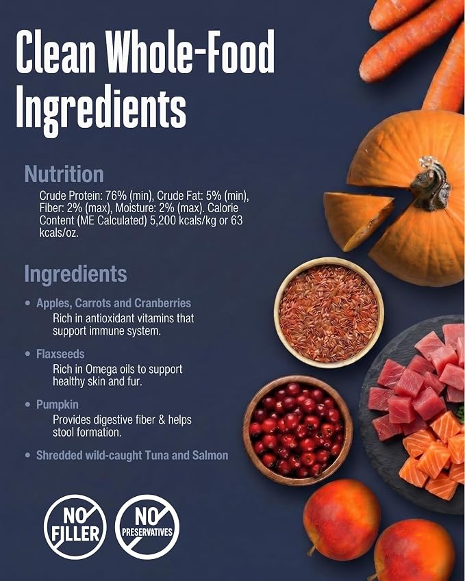 Whole Life Cat Freeze Dried Cat Food - Human-Grade Wet Food Toppers, Snacks & Lickable Treats, Instantly Hydrating Natural Broth Just Add Water - Salmon & Tuna, 4.5 Oz