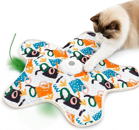 Terion Interactive Cat Toys for Indoor Cats Rechargeable Automatic Touch Activated Hide and Seek Kitten Toys for Bored Adult Cats Moving Concealed Feathers Real Mouse Squeaky Exercise Toys Kicker