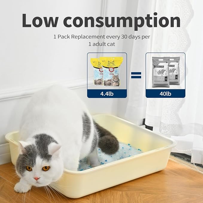 ABCPET Cat Litter Crystals No Clumping Odor Control Kitty Litter Non-Clumping No scooping Low Dust, Low Tracking, Dehydrates Waste - 17.2 lbs (4 x 4.3 lb Packs)
