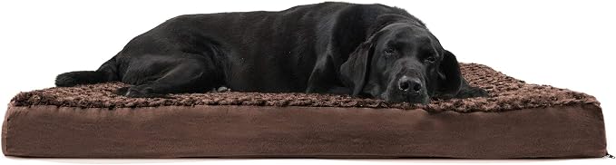 Furhaven Orthopedic Dog Bed for Large Dogs w/ Removable Washable Cover, For Dogs Up to 95 lbs - Ultra Plush Faux Fur & Suede Mattress - Chocolate, Jumbo/XL