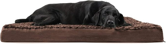 Furhaven Orthopedic Dog Bed for Large Dogs w/ Removable Washable Cover, For Dogs Up to 95 lbs - Ultra Plush Faux Fur & Suede Mattress - Chocolate, Jumbo/XL