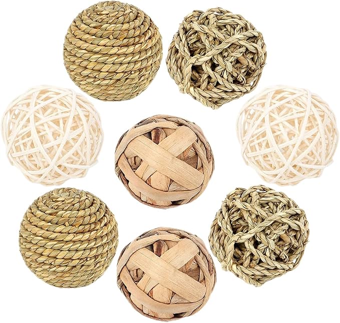 FOMIYES Small Animals Play Balls: Rabbit Chew Toys - Rolling Activity Guinea Pigs Chinchilla Bunny Natural Teething Balls