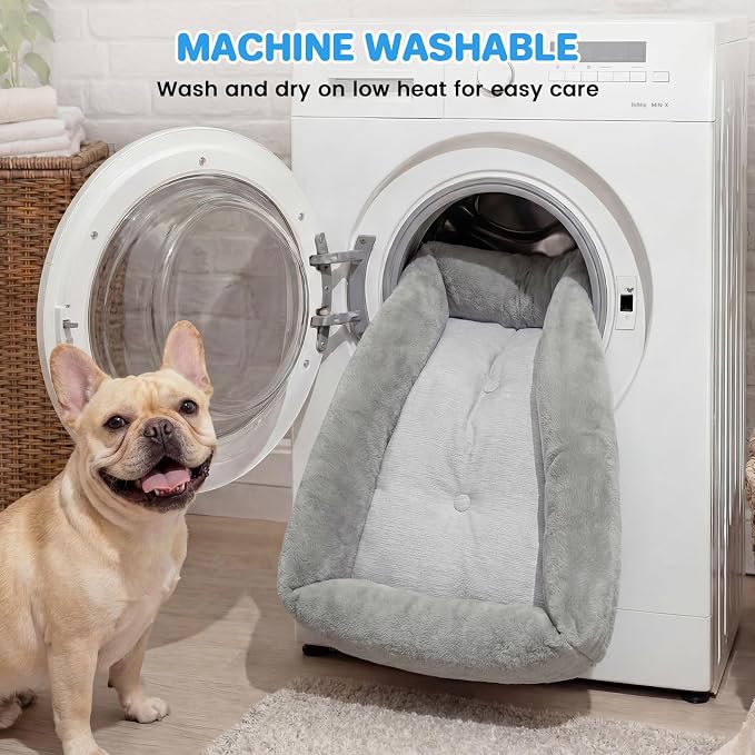 Cooling Dog Bed for Large Dogs - Removable Inner Cushion & Reversible Design (Ice‑Silk Cooling Layer | Sherpa Fleece Layer), Non‑Slip Bottom Washable Medium Mat for Crates, Beds, Sofas 24" × 15"