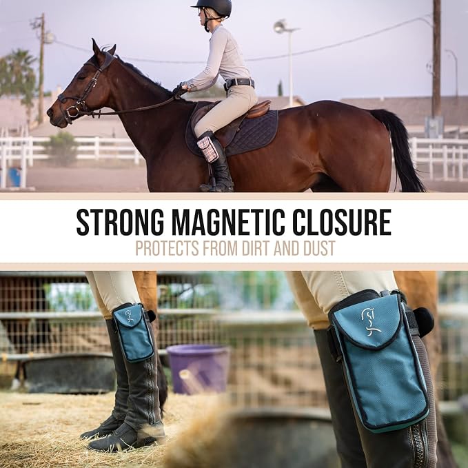 Woofhoof Equestrian Cell Phone Holder, XL Orange On The Calf/Leg Band Holster - Perfect Horse Accessories, Universal Fit, Padded Strap, Magnetic Closure, Made of Durable Nylon, Machine Washable
