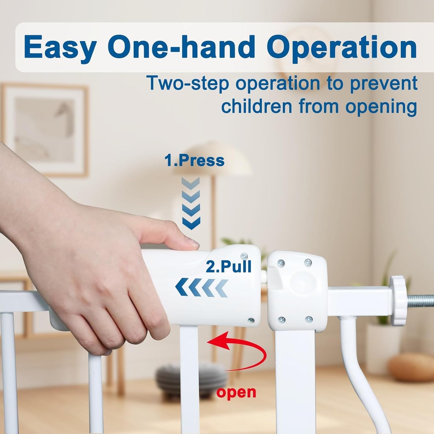 ALLAIBB Extra Wide Pressure Mounted Baby Gate Walk Through Child Kids Safety Toddler Tension White Long Large Pet Dog Gates with Extension for doorways Kitchen (62.20-71.26"/158-181cm, White)