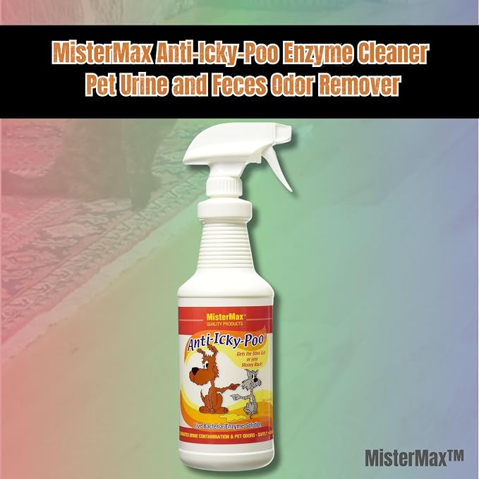 Mister Max Anti Icky Poo Pet Enzyme Cleaner - Cat & Dog Urine Odor Remover, Stain Remover, & P-Bath Urine Pre-Treat Conditioner - Complete Spray Set