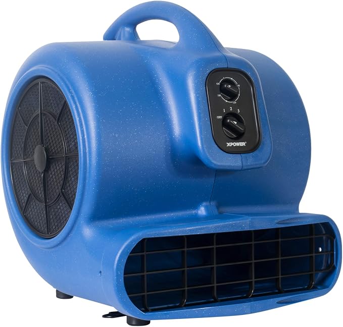 XPOWER X-800TF Pro 3/4 HP 3200 CFM Centrifugal Air Mover, Carpet Dryer, Floor Fan, Blower, Timer, Filter, for Water Damage Restoration, Janitorial, Plumbing, Home Use