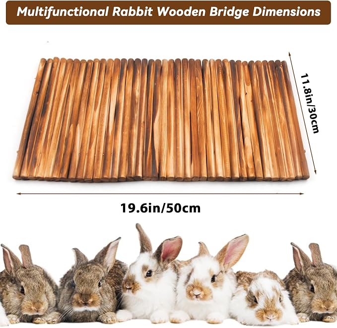Large Bunny Wooden Hideout Bridge,Flexible Rabbit Tunnel Wood Small Animal Chew Climbing Toys Ladder Ramp Hut for Guinea Pig, Chinchillas, Hedgehogs, Ferrets, Rat(15.74 x 11.0 in)