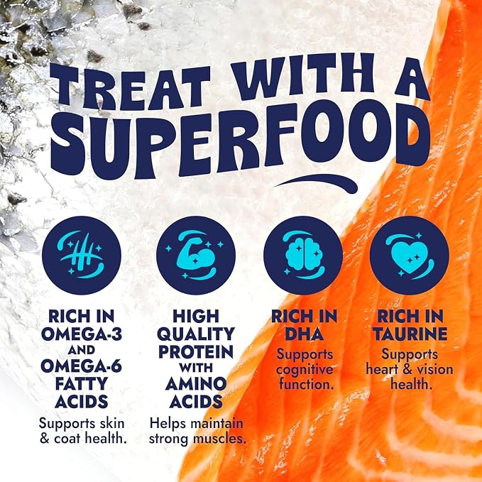 Finfare Freeze Dried Salmon Skin Treats for Dogs, Protein & Omega-3s, Grain Free Salmon Dog Training Treats, Crafted in USA, Bites - 4oz