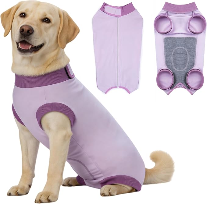 Dog Recovery Suit After Surgery, Abdominal Wound Protection Onesie, Anti-Licking Substitute for E-Collar & Cone, Relieves Anxiety, Easy to Put On, Suitable for Male & Female Dogs (Lavender, XX-Large)