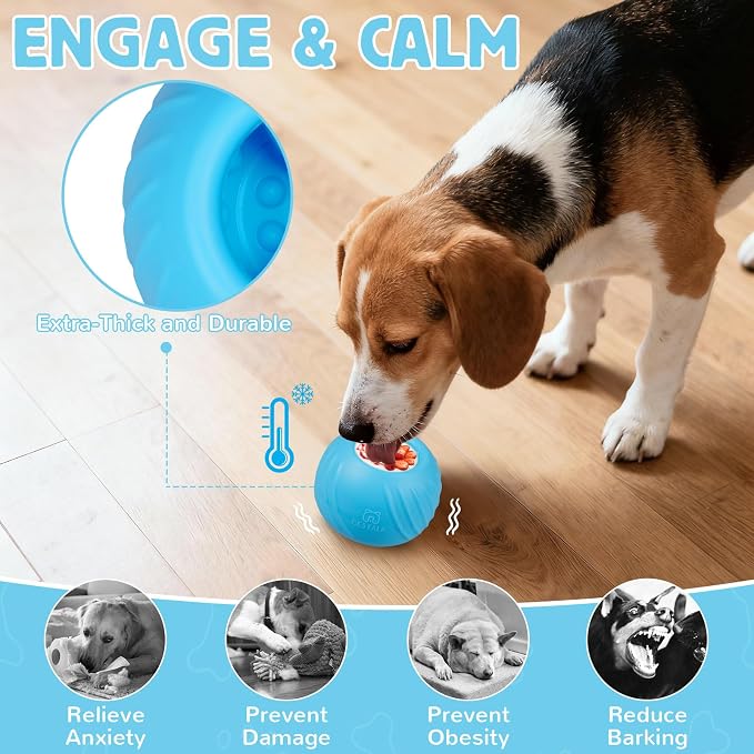Long-Lasting Dog Lick Toy, Wobbly Dog Enrichment Lick Bowl to Keep Dogs Busy, Interactive Stuffable Dog Treat Feeder for Boredom, Silicone Treat Dispensing Chew Toy(Light Blue,S)