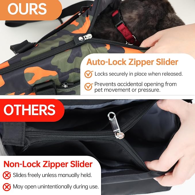 10mm Padded Tote Bag Carrier for Dog Cat Below 9 lb/4kg-Camouflage Orange