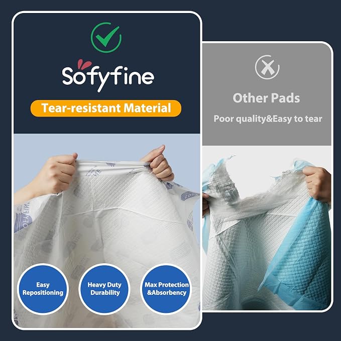 Tear Resistant Disposable Bed Pads 30"x36" (60 Count),XL Large Thicken Incontinence Adults Elderly Chucks Pads,Heavy Duty Absorbent Underpads,10X Super Absorbency Puppy Pee Pads
