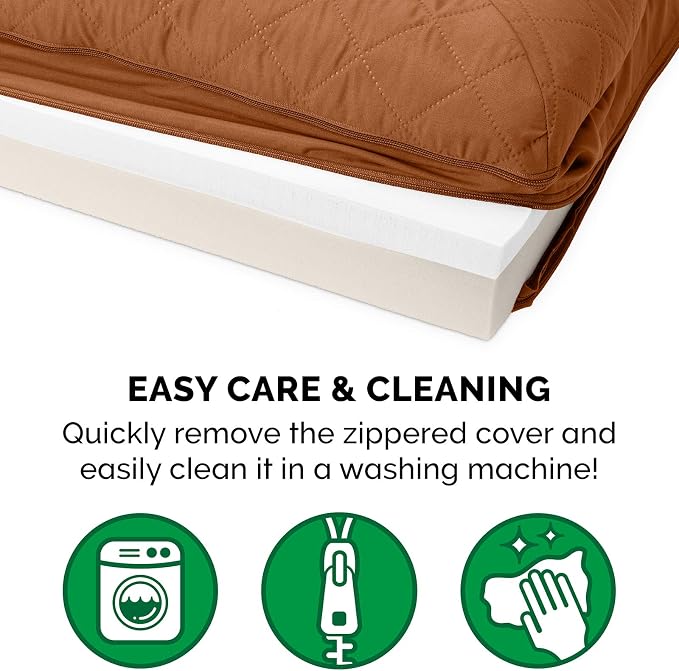 Furhaven Memory Foam Dog Bed for Medium/Small Dogs w/ Removable Bolsters & Washable Cover, For Dogs Up to 35 lbs - Quilted Sofa - Toasted Brown, Medium