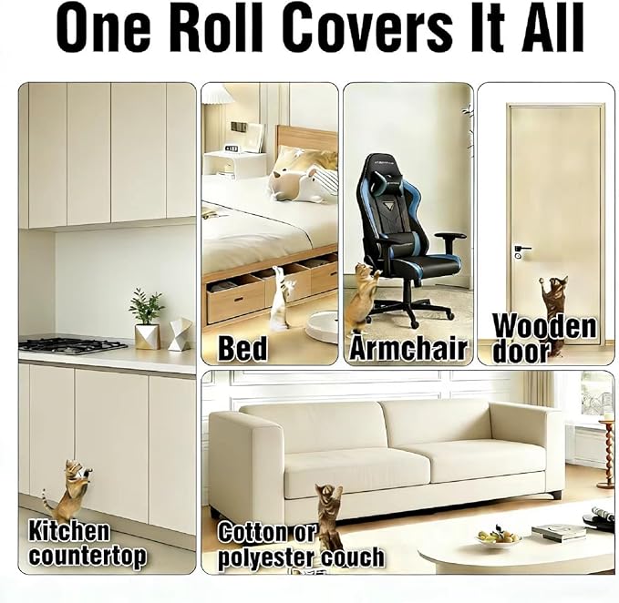 Cat Scratch Furniture Protector for Couch - 197" x16.5"Extra Large Cat Couch Protector Tape, 2.5X Thicker Anti Scratch Film, Corner & Armrest Guard for Leather Sofa, Residue-Free Clear Vinyl