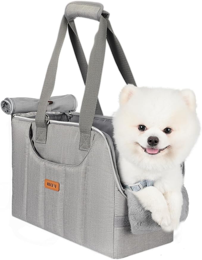 Portable Cat Travel Litter Box with Lid and 10 Pcs Disposable Liner Bags,Dog Purse Carrier for Small Dogs Cats Rabbits Up to 13lbs