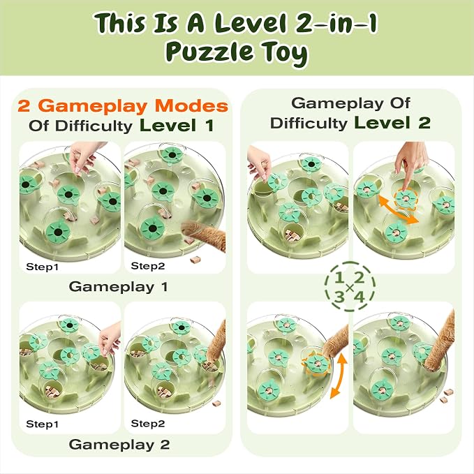 KADTC Cat Puzzle Toy, Large Size, 2 Ways to Play, Treat Puzzle & Foraging Balls for Indoor Cats, Kitten Enrichment Toy, Interactive Brain-Teasing Game