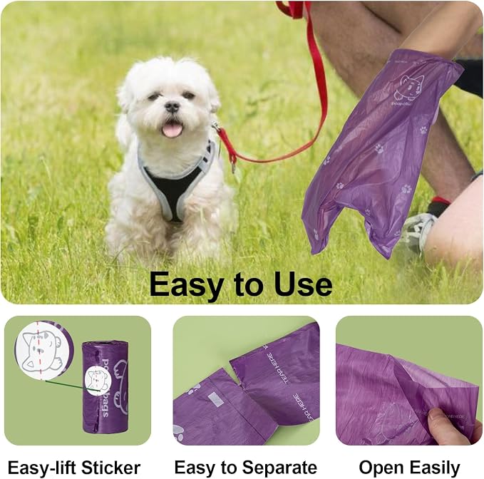 Scented Dog Poop Bags With Dispenser, Strong and Leak-proof Waste Bags for Pets, 870 Count (58 Packs of 15), 13 Inch x 9 Inch (Purple)