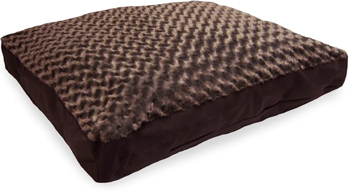 Furhaven Pillow Dog Bed for Medium/Small Dogs w/ Removable Washable Cover - Ultra Plush Faux Fur & Suede Mattress - Chocolate, Medium