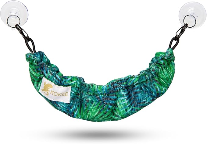 Crested Gecko Tank Accessories, Reptile Hammock, and Lizard Hammock (100% Polyester, 7.5 inches x 2 inches, one Suction Cups) Accessories Hide, Tie Dye, Blue Dots, Green Leaf, Gold Leaf