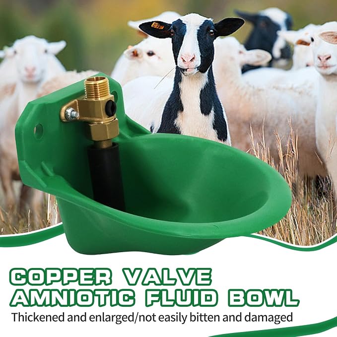 2PCS Automatic Goat Waterer Bowl with Brass Water Valve Plastic Water Trough Livestock Sink Cup Suitable for Goat Sheep Calf Pig Dog Breeding