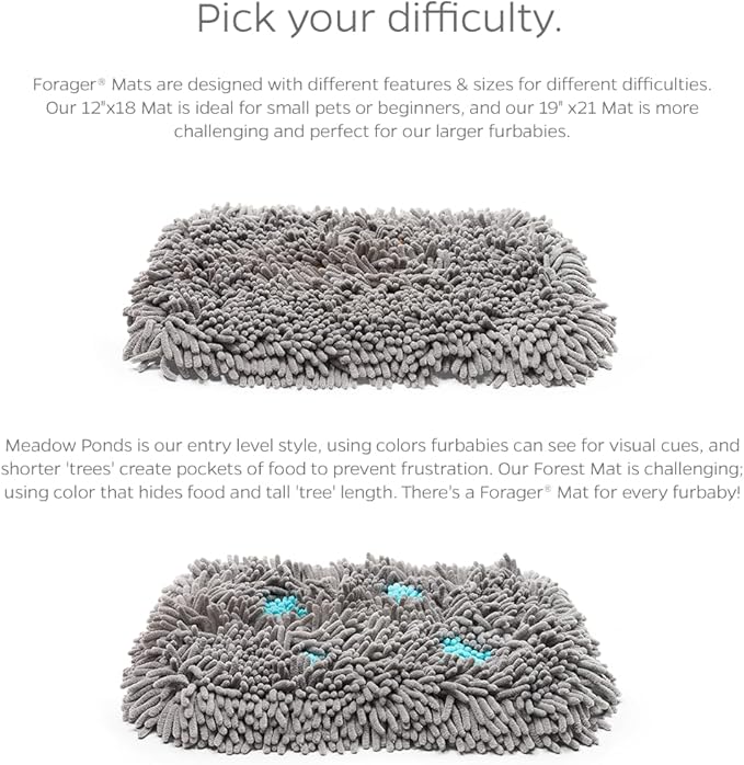 Pet Parents Forager Slow Feeder CAT and Dog Snuffle MAT and Feeding MAT, Forest Grey, Large