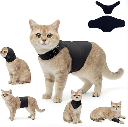 DAJIDALI® Dog & Cat Anxiety Vest & Spay Recovery Suit – Silent Adjustable Calming Wrap for Surgery & Thunderstorms – 2-Piece Cone & Recovery Onesie Alternative