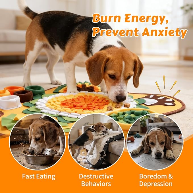 Snuffle Mat for Dogs, Pet Foraging Mat for Small and Medium Dogs, Interactive Puzzle Sniff Pad for Puppies to Keep Busy & Stress Relief, Slow Feeder Mats with Squeaky Sounds