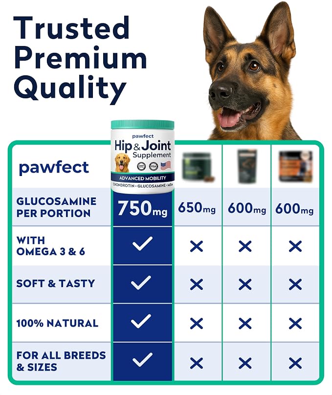 PAWFECTCHEW Glucosamine Dog Treats for Picky Eaters - Joint Supplement w/Chondroitin, MSM, Omega-3 - Joint Pain Relief - Advanced Formula - Chicken Flavor - 180 Ct - Made in USA
