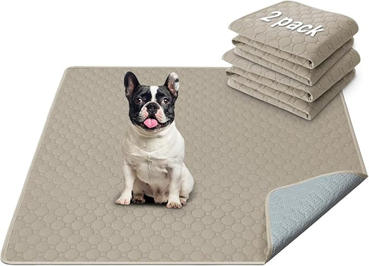 H.VERSAILTEX Premium Washable Pee Pads for Dogs 2 Pack Super Absorbent 100% Waterproof Reusable Non-Slip Quilted Puppy Training Pads for Crate Playpen Whelping & Potty Training(36"x36", Beige)