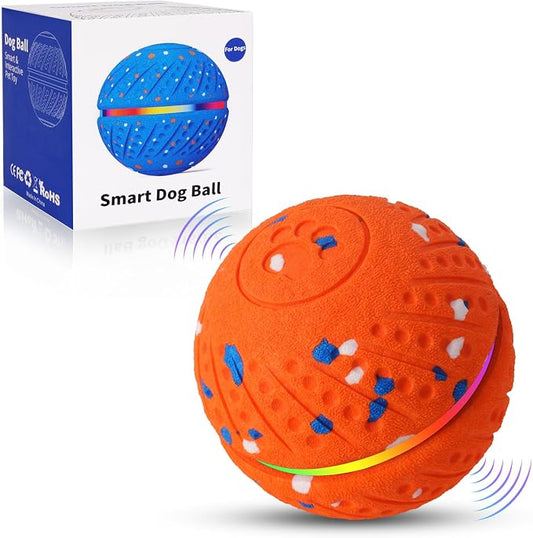 Interactive Dog Ball, Smart Moving Dog Toy with Colorful Lights, 3 Interactive Modes and TPU Material, Bouncing Ball for Dogs to Keep Them Entertained