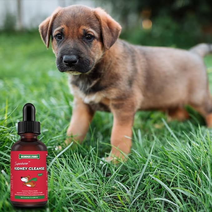 WONDER PAWS Kidney Cleanse Drops Plus Liquid Glucosamine Superhero Drops - for Dog's Kidney Health, Mobility, Joint Care & Immune Support – Kidney Cleanse 2 Ounces - Liquid Glucosamine 16 Ounces