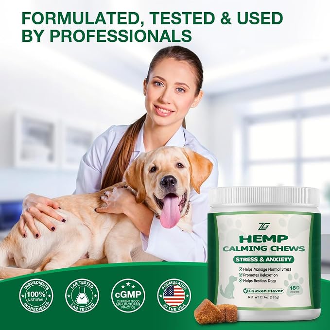 Calming Chews for Dogs - Dog Calming Treats Helps with Dog Anxiеty Rеlief, Separation, Strеss, Barking, Fireworks, Travel, Composure - Natural Dog Supplements 180 Soft Chews