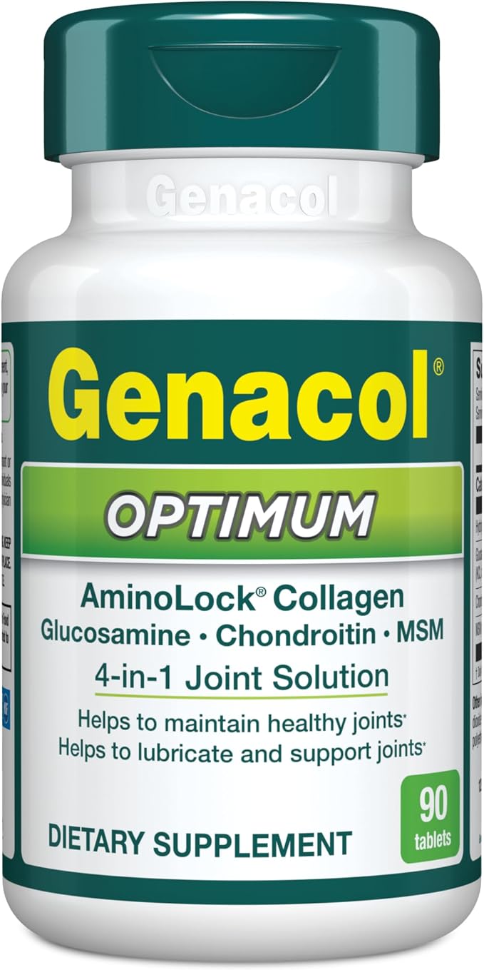 Genacol Optimum – Glucosamine, Chondroitin, MSM and Ultra-Hydrolyzed Collagen Joint Supplement, Maintains Healthy Joints, Protects & Lubricate Cartilage, 90 Tablets (30-Day Supply)