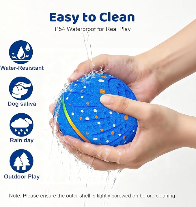 Interactive Dog Toys Dog Ball - 3 Modes Auto Rolling & Bouncing Ball with RGB Light, Durable E-TPU Play Ball for Small Medium Dogs(Blue)