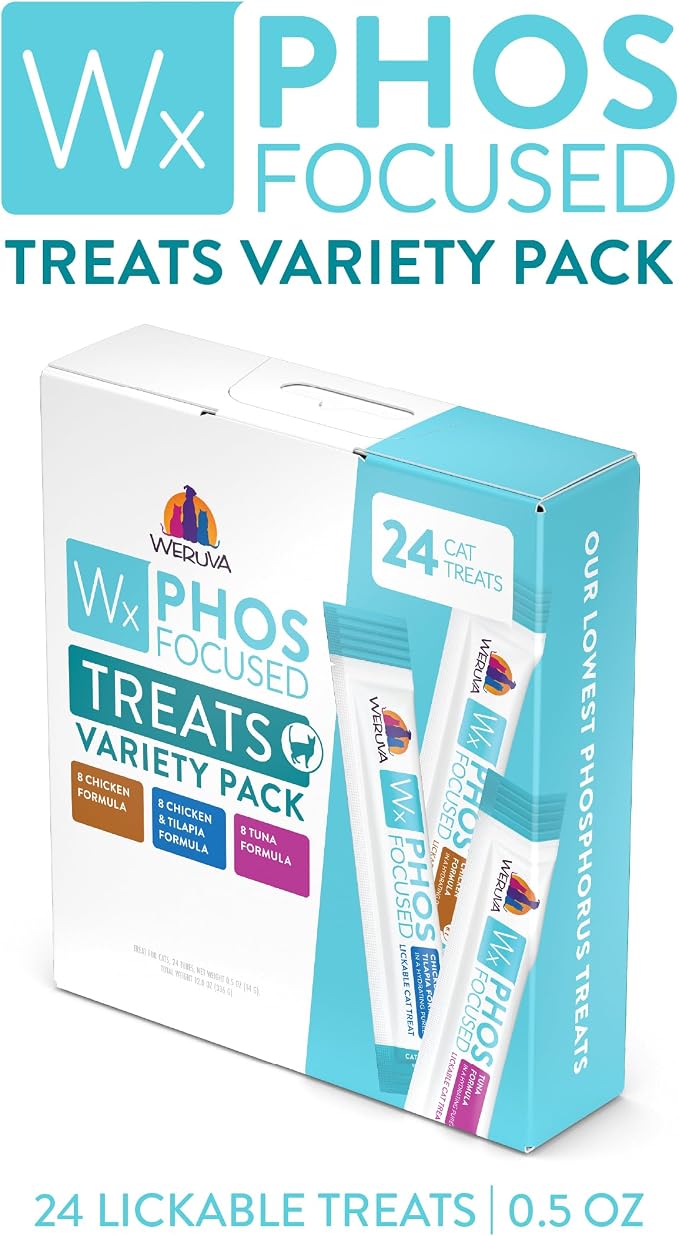 Weruva Wx Phos Focused, Lickable Cat Treats Variety Pack, 0.5oz Tube, Pack of 24