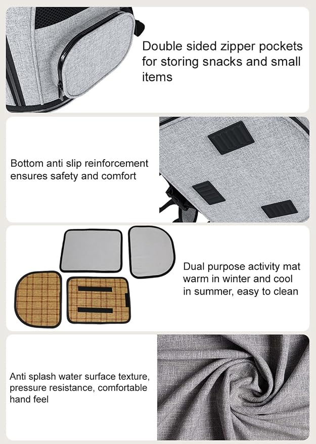 Cat Carrier Backpack, Expandable Pet Carrier with Sun Shade ，Oxford Canvas Material,Breathable Mesh Backpack for Small Dogs, Medium Cats, for Traveling, Hiking, Camping (Grey)
