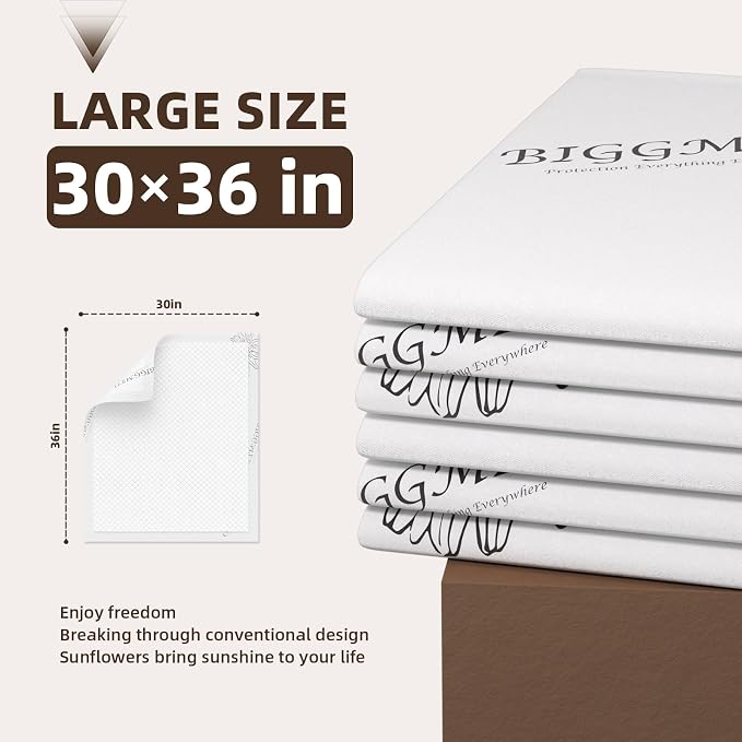 BIGGMED Heavy Duty Incontinence Underpads 36" x 30" 20 Count, Ultra Absorbent Disposable Bed Pads 110 Gram Tear-Resistant Chucks Pads for Adults, Kids, Elderly and Home Care