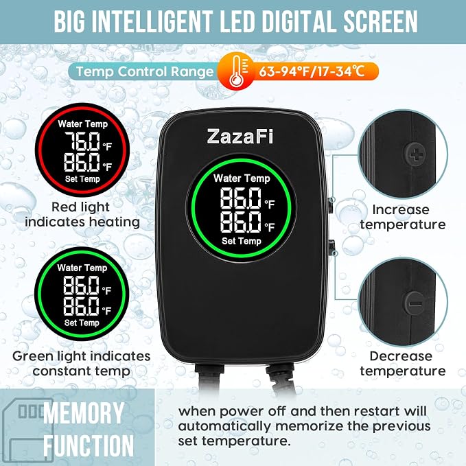 Aquarium Heater 100W, Fish Tank Heater with High-Temperature Protection and Turtle Tank Heater with Automatic Power-Off When Leaving Seawater or Freshwater.
