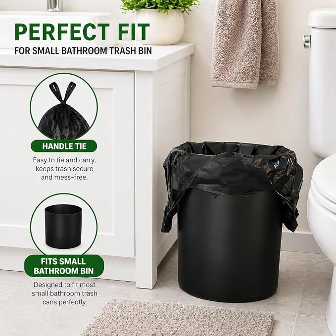 T-shirt Biodegradable Black Plastic Bag (600 ct.) Small Can Liners Thank You Grocery Shooping Size Doggy Poop Bags Compatible with Arm & Hammer Swivel Bin & Rake pooper scooper Multipurpose Bags