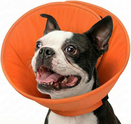 Soft Dog Cone for Medium Dogs, Adjustale Cone for Dogs to Stop Licking, Comfy Dog Recovery E-Collar Alternative for Wound Healing After Surgery, Orange M