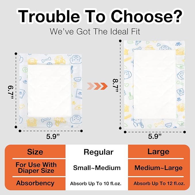 Dog Diaper Liners for Male and Female Dogs(160ct), Super Absorbent Disposable Dog Diaper Booster Pads Inserts fit Most Reusable and Washable Pet Belly Band, Wraps