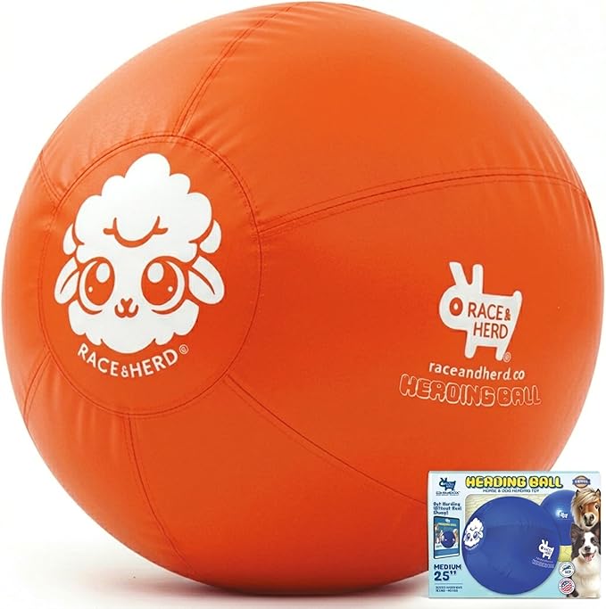 Race&Herd 25" Original XXL Best Herding Ball for Dogs Large - Herding Toys, Durable Outdoor Dog Herding Ball for Australian Shepherd, Corgis, Border Collie Ball - Medium to Large Breeds (Tangerine)