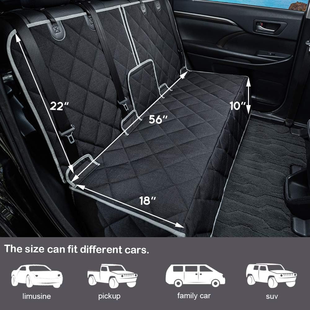 Dog Car Seat Cover Waterproof Dog Seat Cover for Cars Back Seat Heavy-Duty Nonslip Pet Car Seat Cover Protector Armrest Compatible for Trucks Cars & SUVs