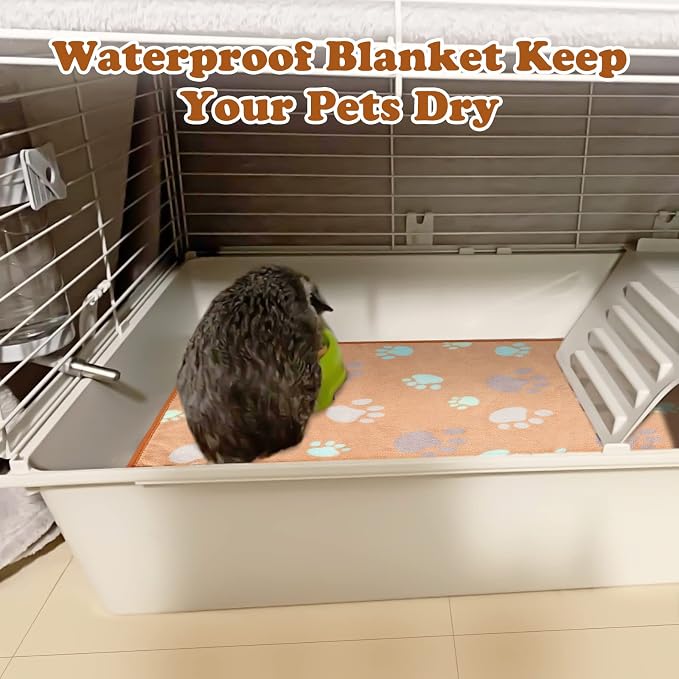 YUEPET Waterproof Guinea Pig Blankets Washable 3 Pack Small Animal Fleece Cage Liners Pet Soft Sleep Mat Pad Cover Warm Flannel Throw for Hamster Guinea Pig Rabbit Chinchilla Hedgehog Ferret 35"×24"